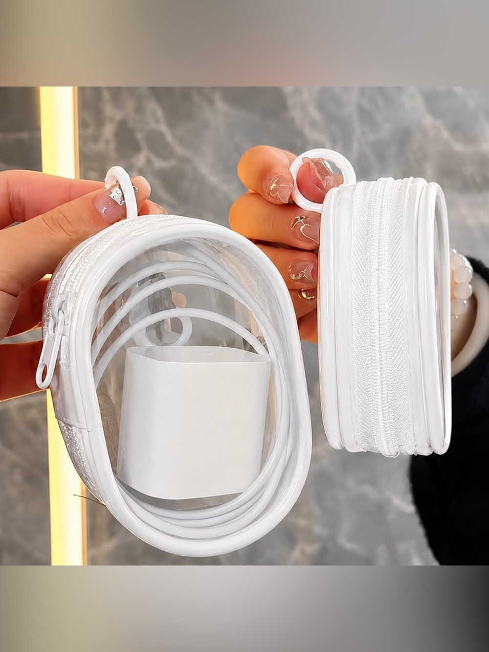 Clear White Travel Pouch with Waterproof Zipper